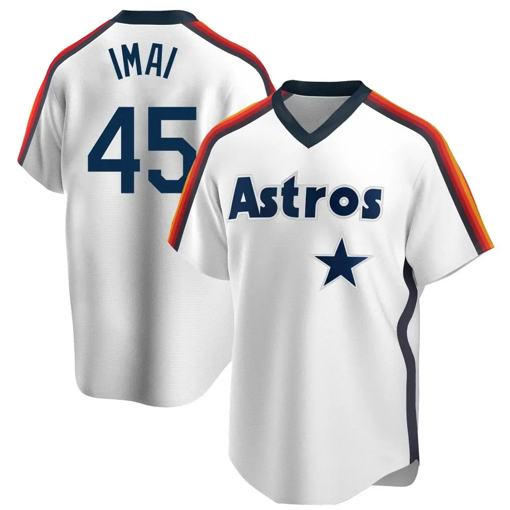 H.Astros #45 Tatsuya Imai Player White Cooperstown Collection T-shirt Fdoa Stitched Jerseys