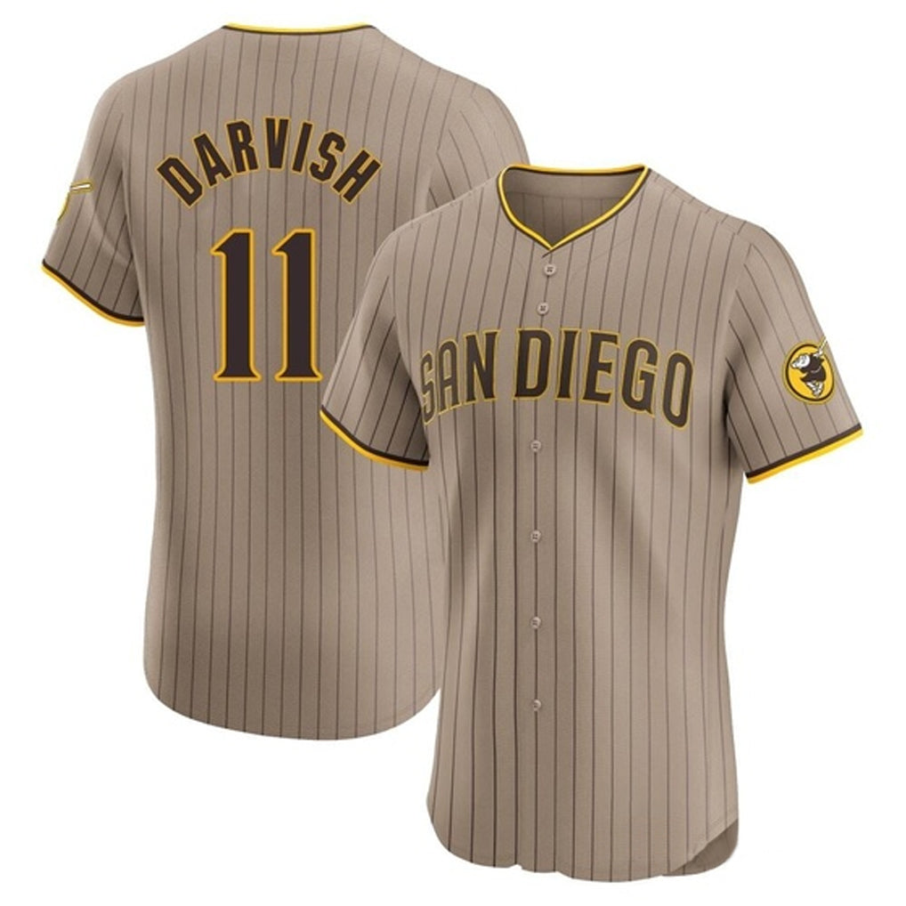 S.Diego Padres #11 Yu Darvish Player Khaki Home Limited Elite Fdoa Stitched Jerseys