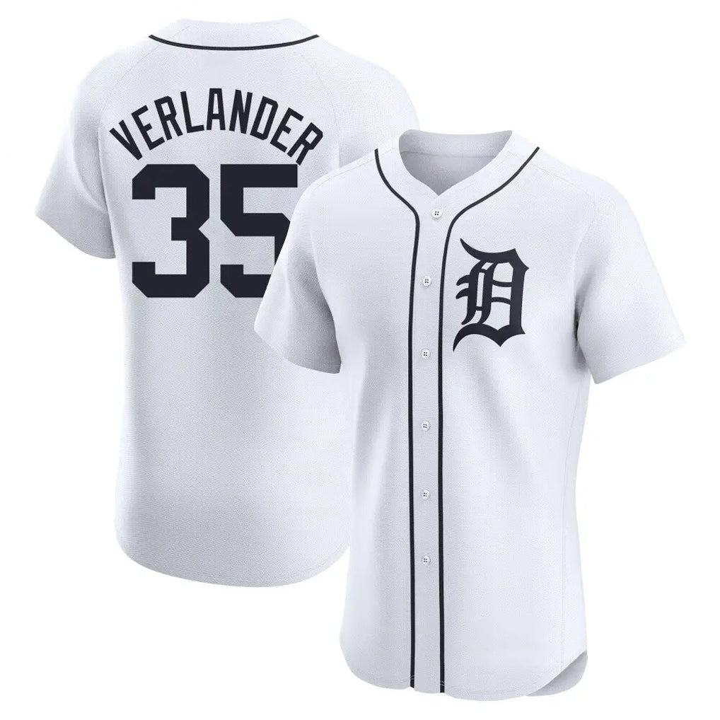 D.Tigers #35 Justin Verlander Player White Limited Elite Home Fdoa Stitched Jerseys