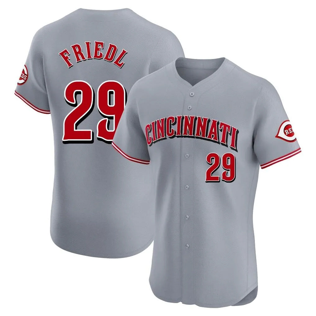 C.Reds #29 TJ Friedl Player Gray Limited Elite Home Fdoa Stitched Jerseys