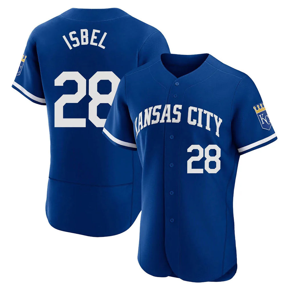 KC.Royals #28 Kyle Isbel Player Royal City Connect Limited Elite Home Game Fdoa Stitched Jerseys