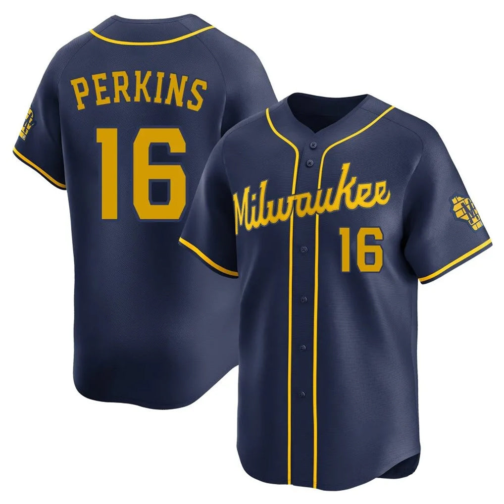 M.Brewers #16 Blake Perkins Player Navy Home Limited Fdoa Stitched Jerseys