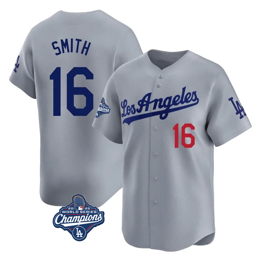 LA.Dodgers #16 Will Smith Player Gray World Series Meet Limited Home Fdoa Stitched Jerseys