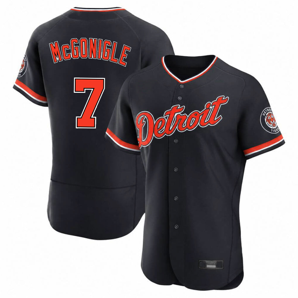 D.Tigers #7 Kevin McGonigle Player Navy Limited Elite Home Game Fdoa Stitched Jerseys