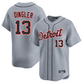 D.Tigers #13 Dillon Dingler Player Gray Home Limited Fdoa Stitched Jerseys