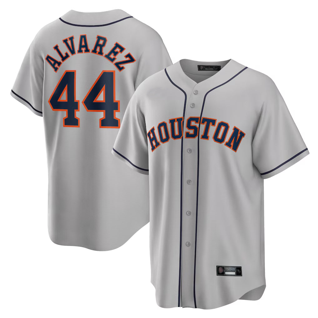H.Astros #44 Yordan Alvarez Player Gray Home Game Fdoa Stitched Jerseys