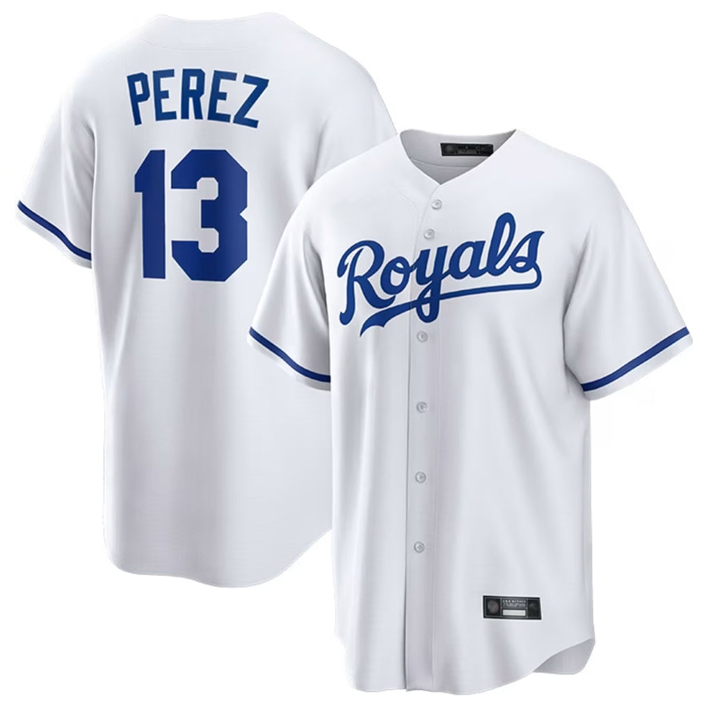 KC.Royals #13 Salvador Perez Player White Home Game Fdoa Stitched Jerseys
