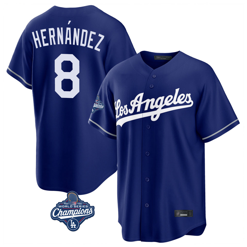 LA.Dodgers #8 Enrique Hern¨¢ndez Player Royal World Series Meet Game Fdoa Stitched Jerseys