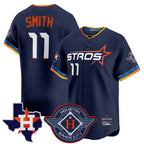 H.Astros #11 Cam Smith Player Navy City Connect Texas Patch Vapor Premier Limited Home Fdoa Stitched Jerseys