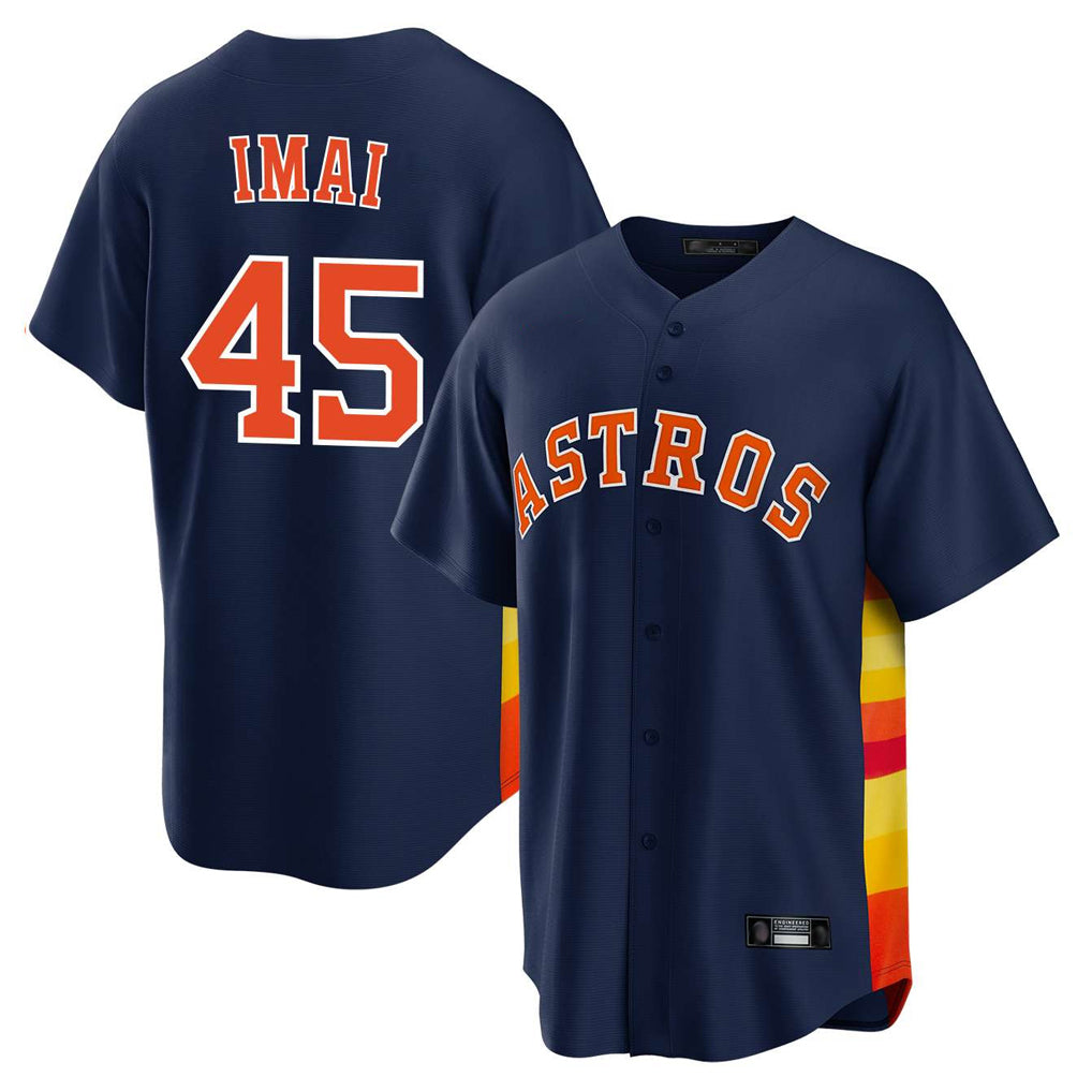 H.Astros #45 Tatsuya Imai Player Navy Home Game Fdoa Stitched Jerseys