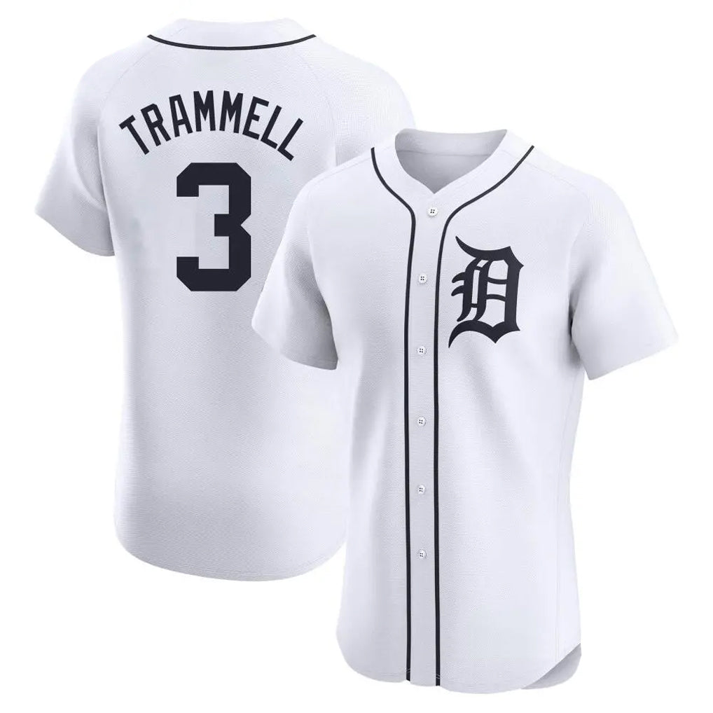 D.Tigers #3 Alan Trammell Player White Limited Elite Home Fdoa Stitched Jerseys