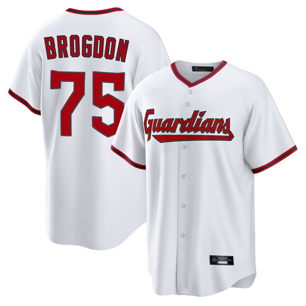 C.Guardians #75 Connor Brogdon Player White Game Home Fdoa Stitched Jerseys