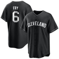 C.Guardians #6 David Fry Player Black Home Game Fdoa Stitched Jerseys