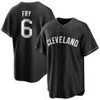 C.Guardians #6 David Fry Player Black Home Game Fdoa Stitched Jerseys