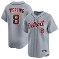 D.Tigers #8 Matt Vierling Player Gray Home Limited Fdoa Stitched Jerseys