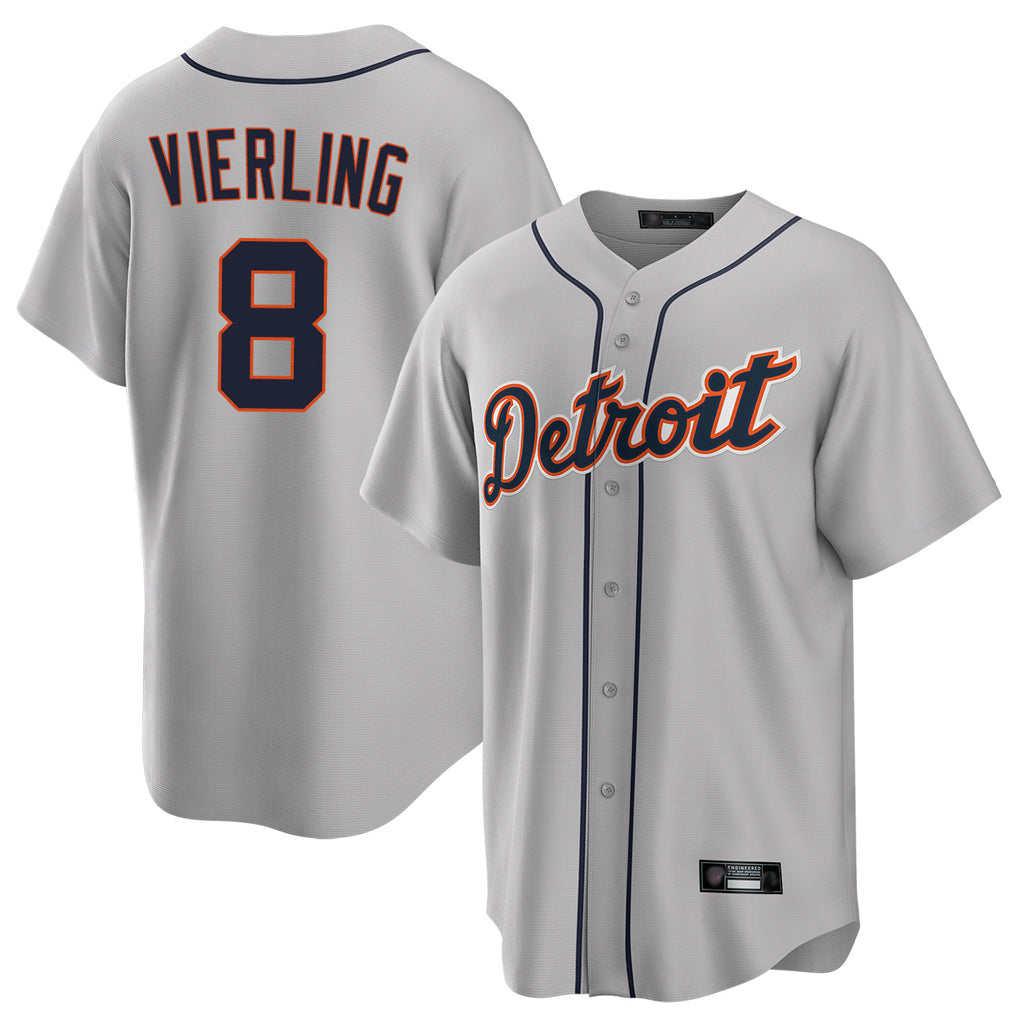 D.Tigers #8 Matt Vierling Player Gray Home Game Fdoa Stitched Jerseys