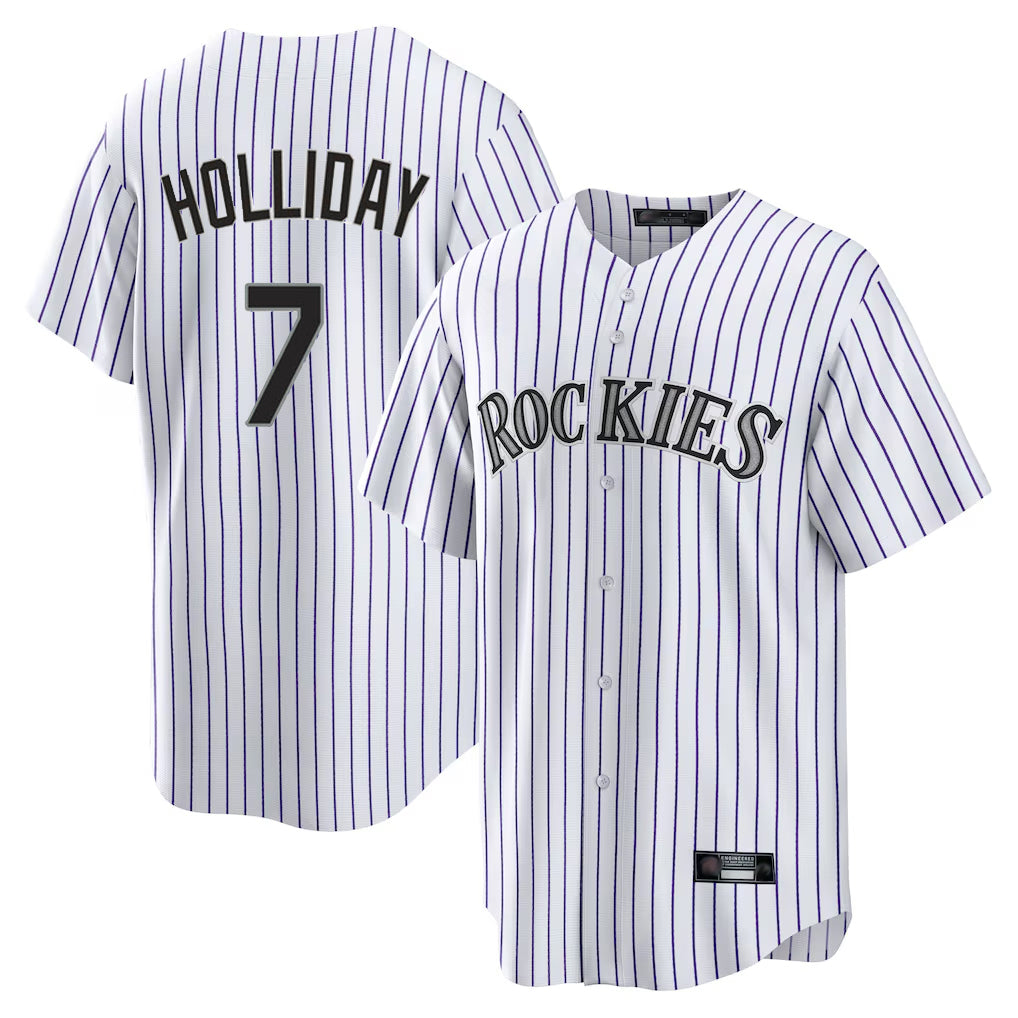 C.Rockies #7 Matt Holliday Player White Game Home Fdoa Stitched Jerseys