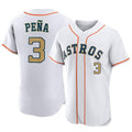 H.Astros #3 Jeremy Pe?a Player Gold Collection Limited Elite Home Fdoa Stitched Jerseys