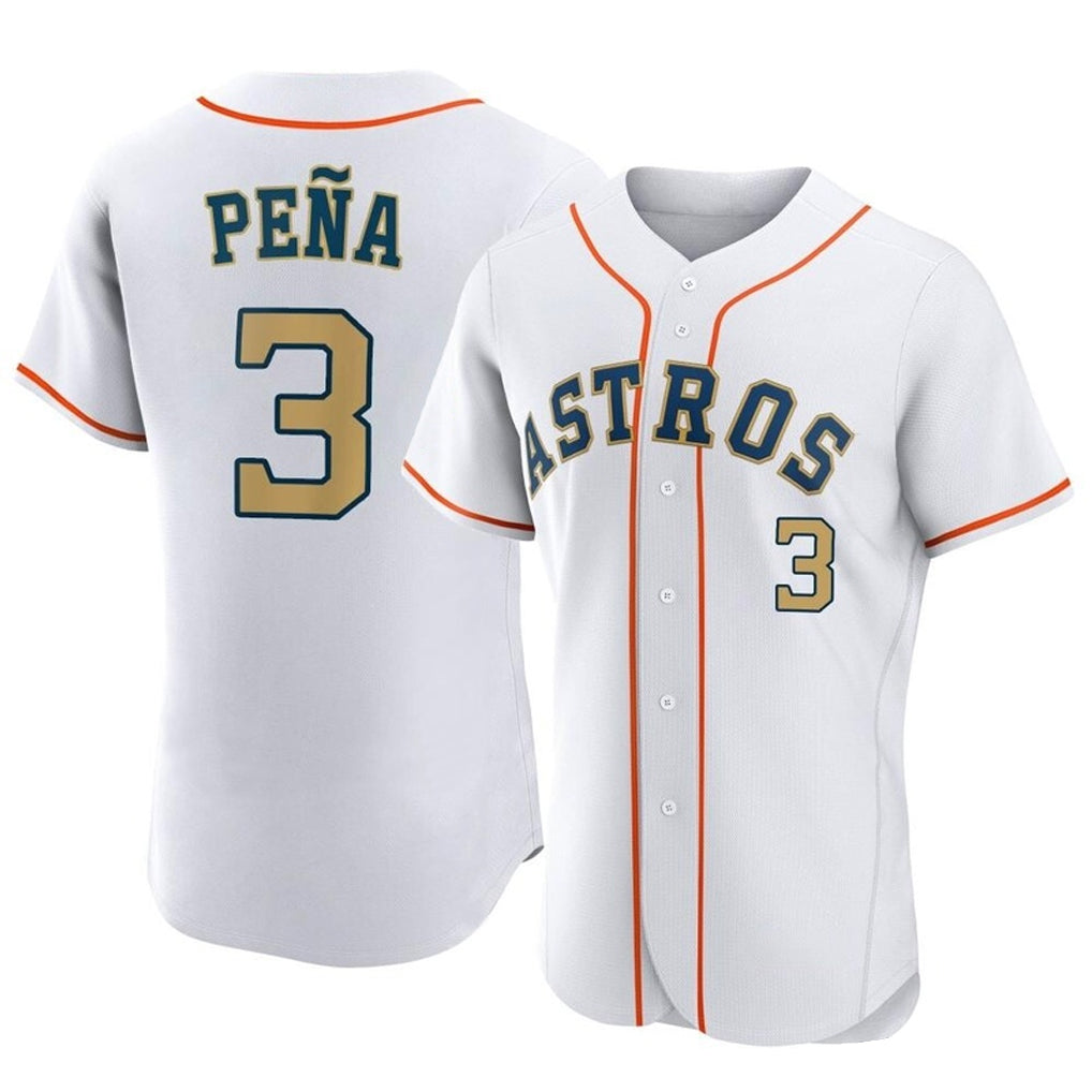 H.Astros #3 Jeremy Pe?a Player Gold Collection Limited Elite Home Fdoa Stitched Jerseys