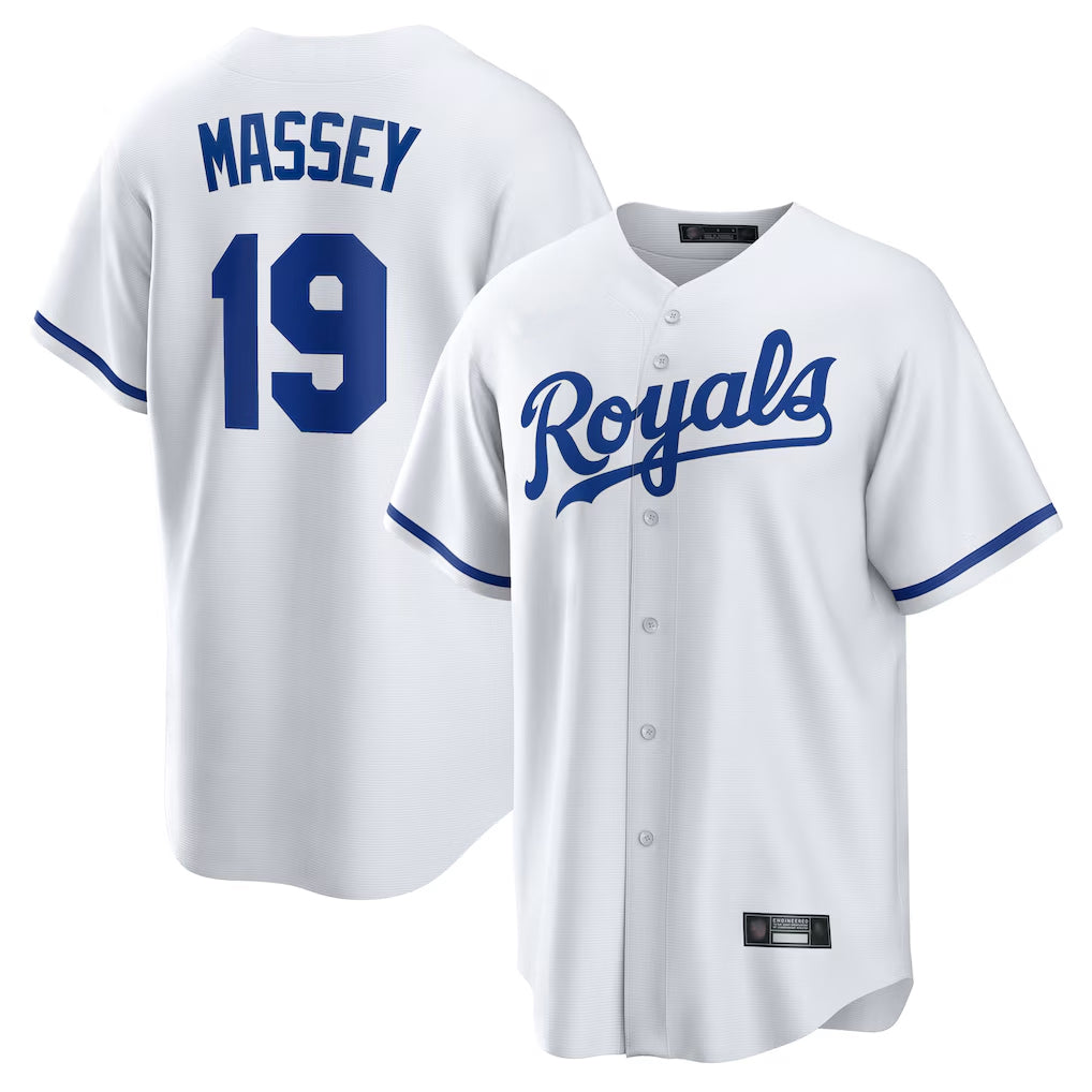 KC.Royals #19 Michael Massey Player White Home Game Fdoa Stitched Jerseys