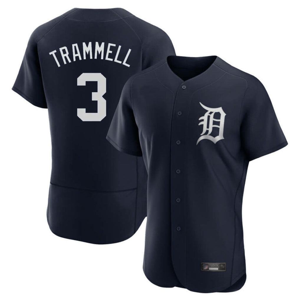 D.Tigers #3 Alan Trammell Player Navy Limited Elite Home Fdoa Stitched Jerseys