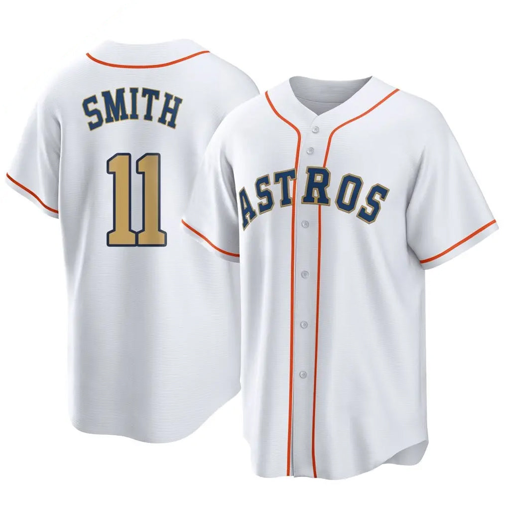 H.Astros #11 Cam Smith Player Gold Collection Game Home Fdoa Stitched Jerseys
