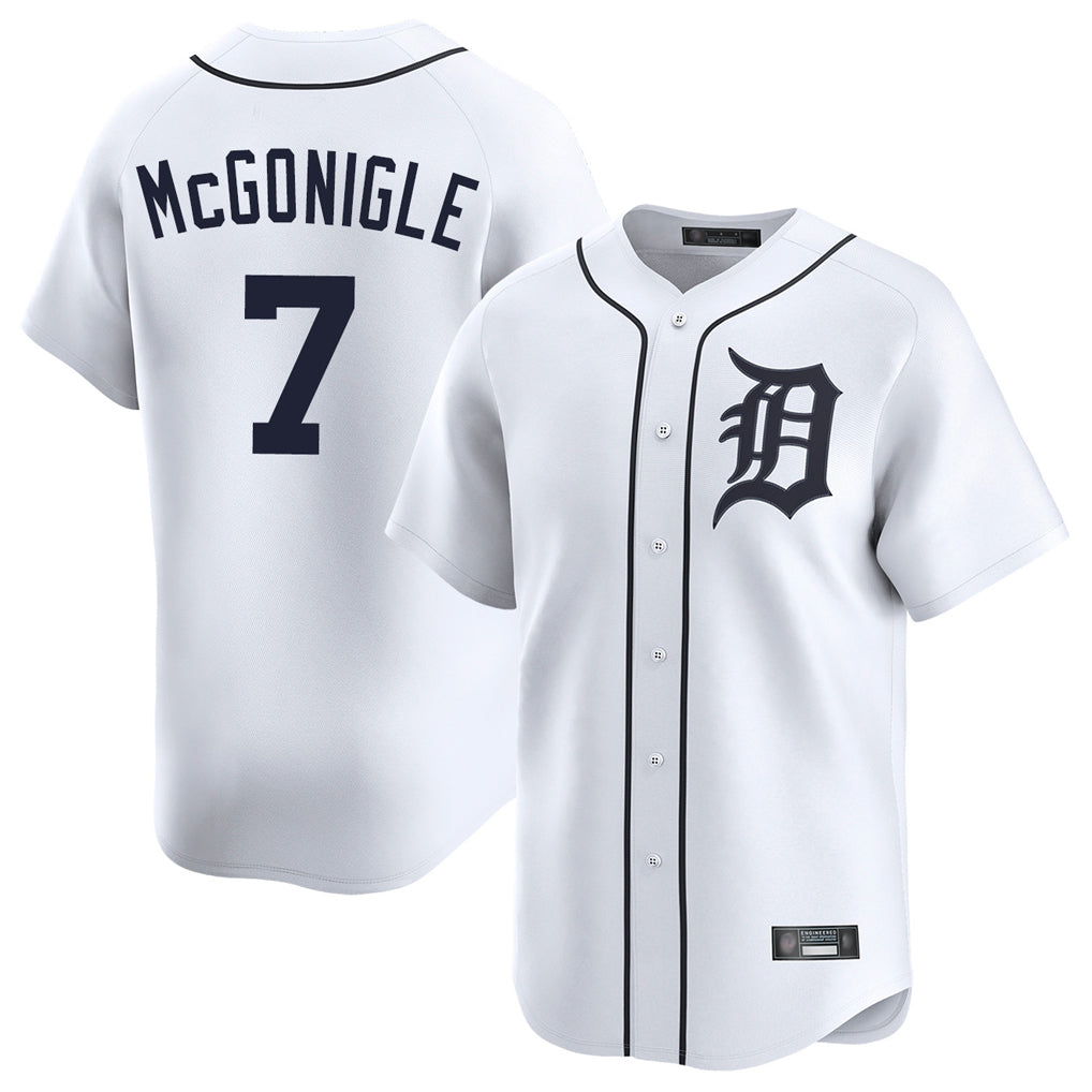 D.Tigers #7 Kevin McGonigle Player White Home Limited Fdoa Stitched Jerseys