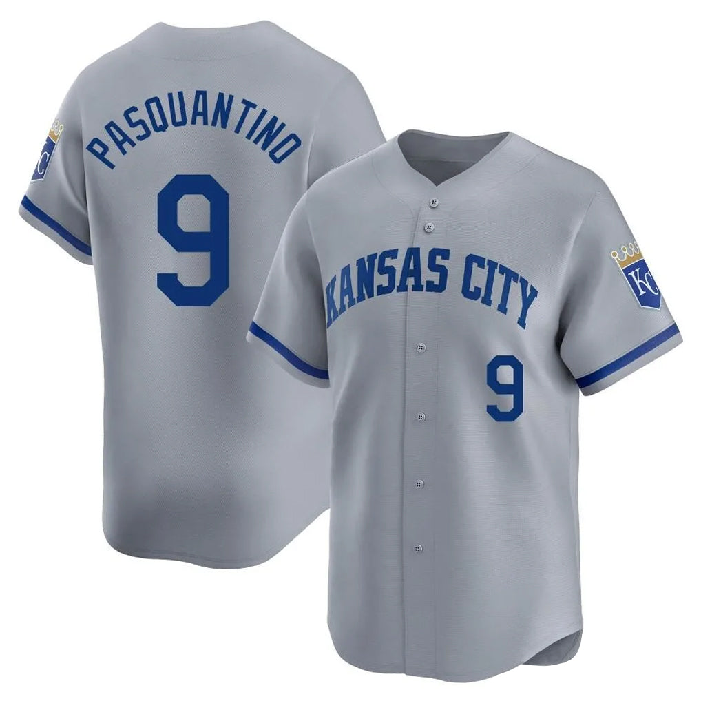 KC.Royals #9 Vinnie Pasquantino Player Gray Limited Home Fdoa Stitched Jerseys