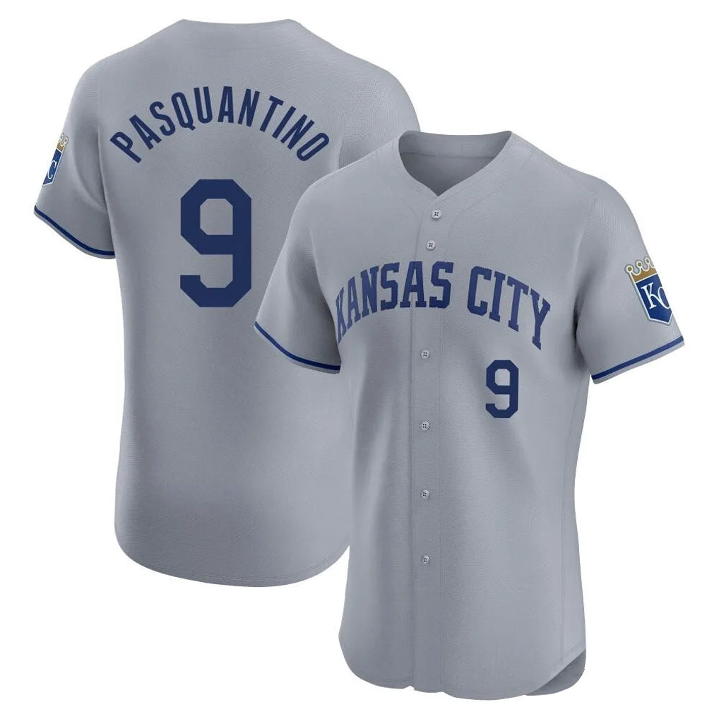 KC.Royals #9 Vinnie Pasquantino Player Gray Limited Elite Home Fdoa Stitched Jerseys