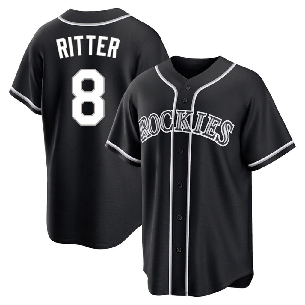 C.Rockies #8 Ryan Ritter Player Black Fashion Out Home Game Fdoa Stitched Jerseys