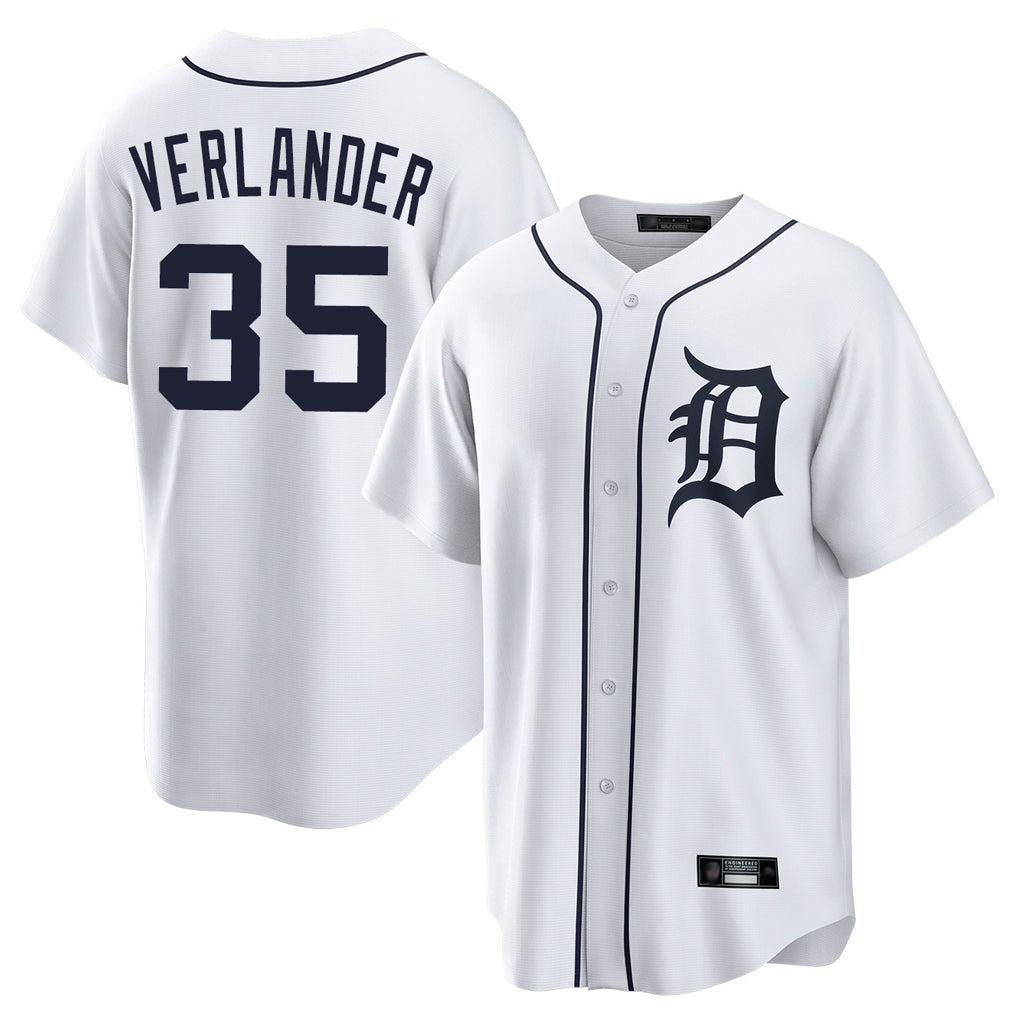 D.Tigers #35 Justin Verlander Player White Home Game Fdoa Stitched Jerseys