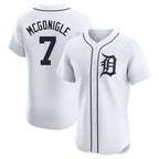 D.Tigers #7 Kevin McGonigle Player White Limited Elite Home Fdoa Stitched Jerseys