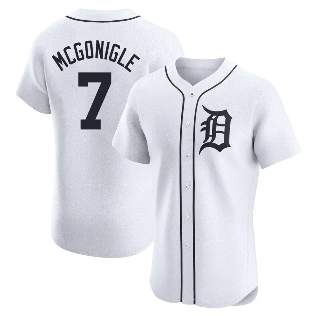 D.Tigers #7 Kevin McGonigle Player White Limited Elite Home Fdoa Stitched Jerseys