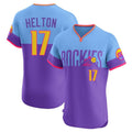 C.Rockies #17 Todd Helton Player Purple-Light Blue City Connect Limited Elite Home T-shirt Fdoa Stitched Jerseys