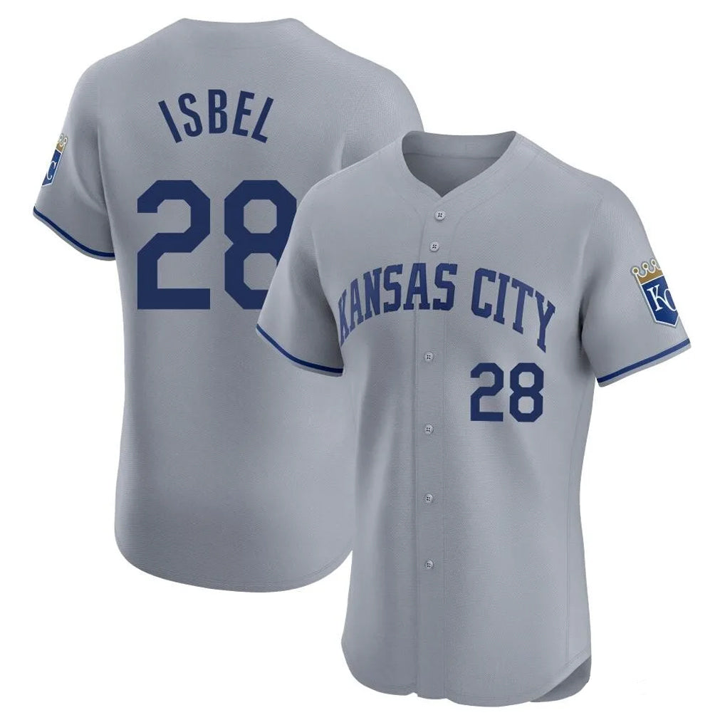 KC.Royals #28 Kyle Isbel Player Gray Limited Elite Home Fdoa Stitched Jerseys