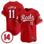 C.Reds #11 Barry Larkin Player Red Vapor Premier Limited Home Fdoa Stitched Jerseys
