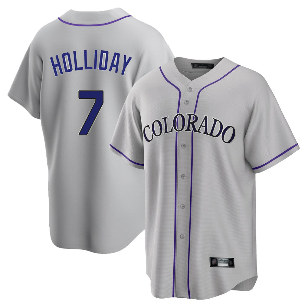 C.Rockies #7 Matt Holliday Player Gray Game Home Fdoa Stitched Jerseys