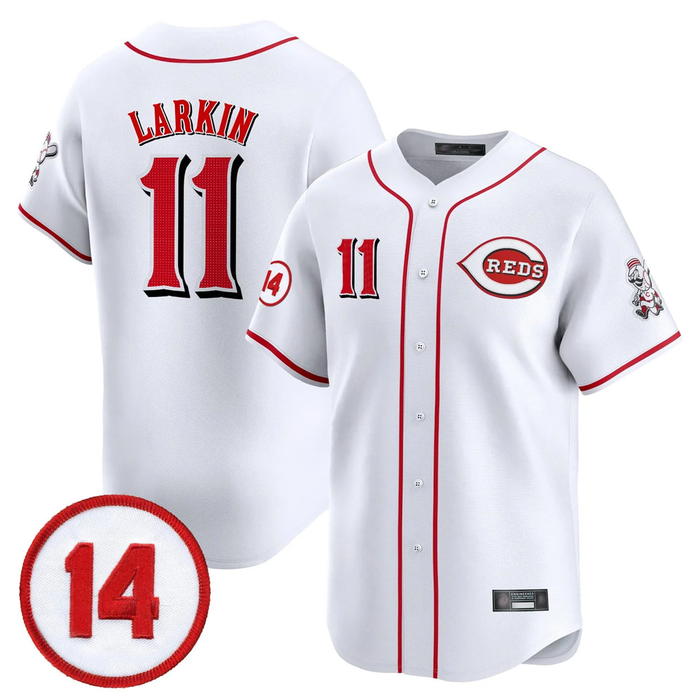 C.Reds #11 Barry Larkin Player White Vapor Premier Limited Home Fdoa Stitched Jerseys