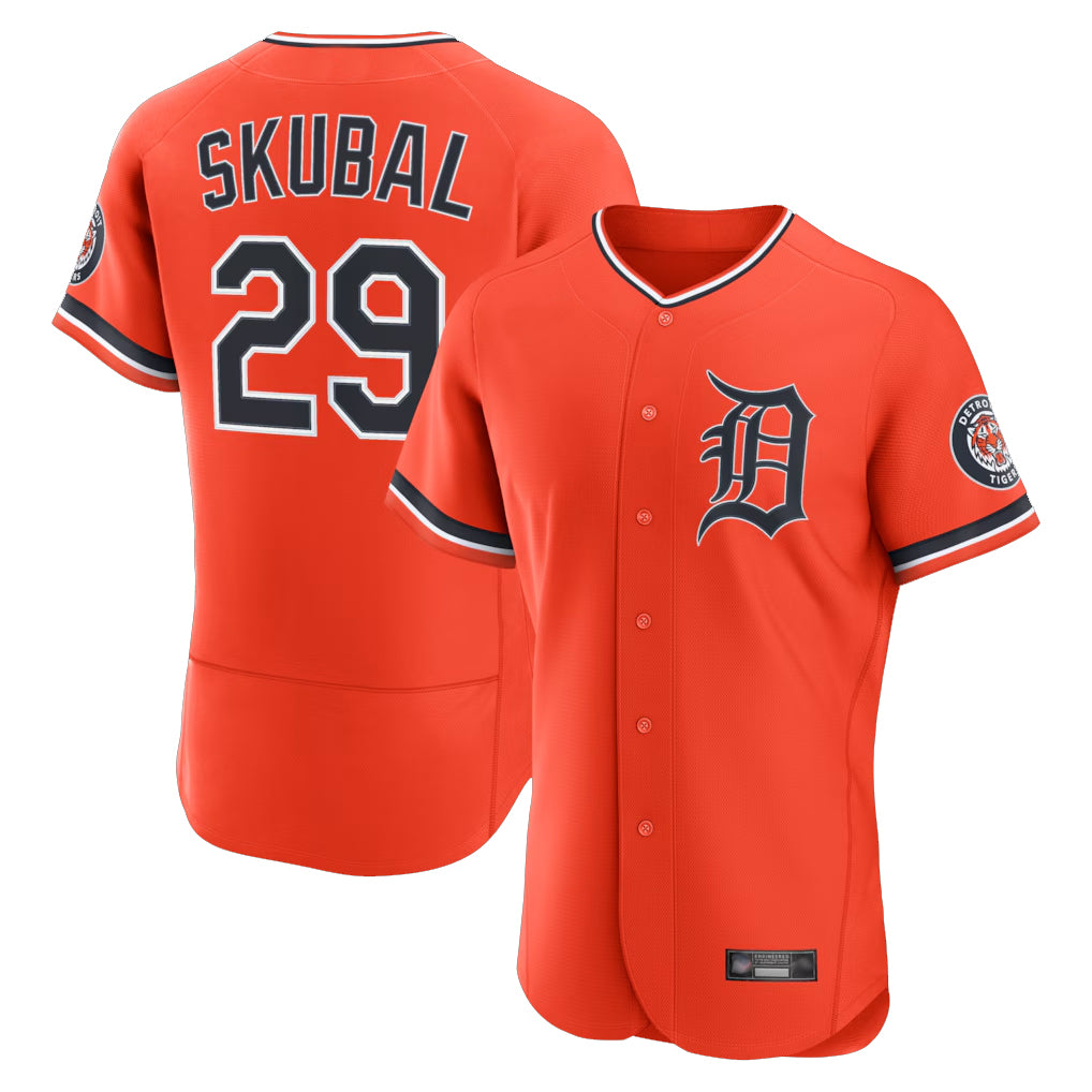 D.Tigers #29 Tarik Skubal Player Orange Limited Elite Home Fdoa Stitched Jerseys