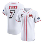 C.Reds #7 Spencer Steer Player White Speedway Classic Limited Elite Home Fdoa Stitched Jerseys