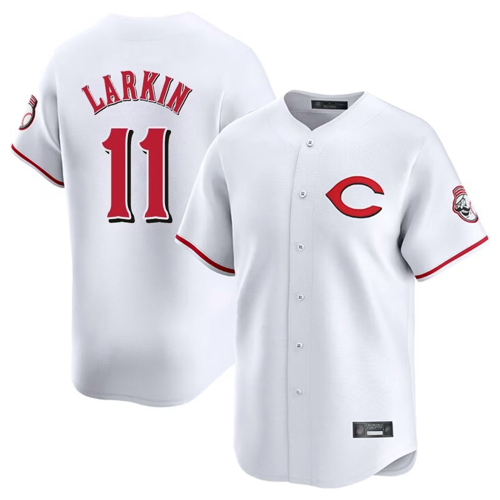 C.Reds #11 Barry Larkin Player White Limited Home Fdoa Stitched Jerseys