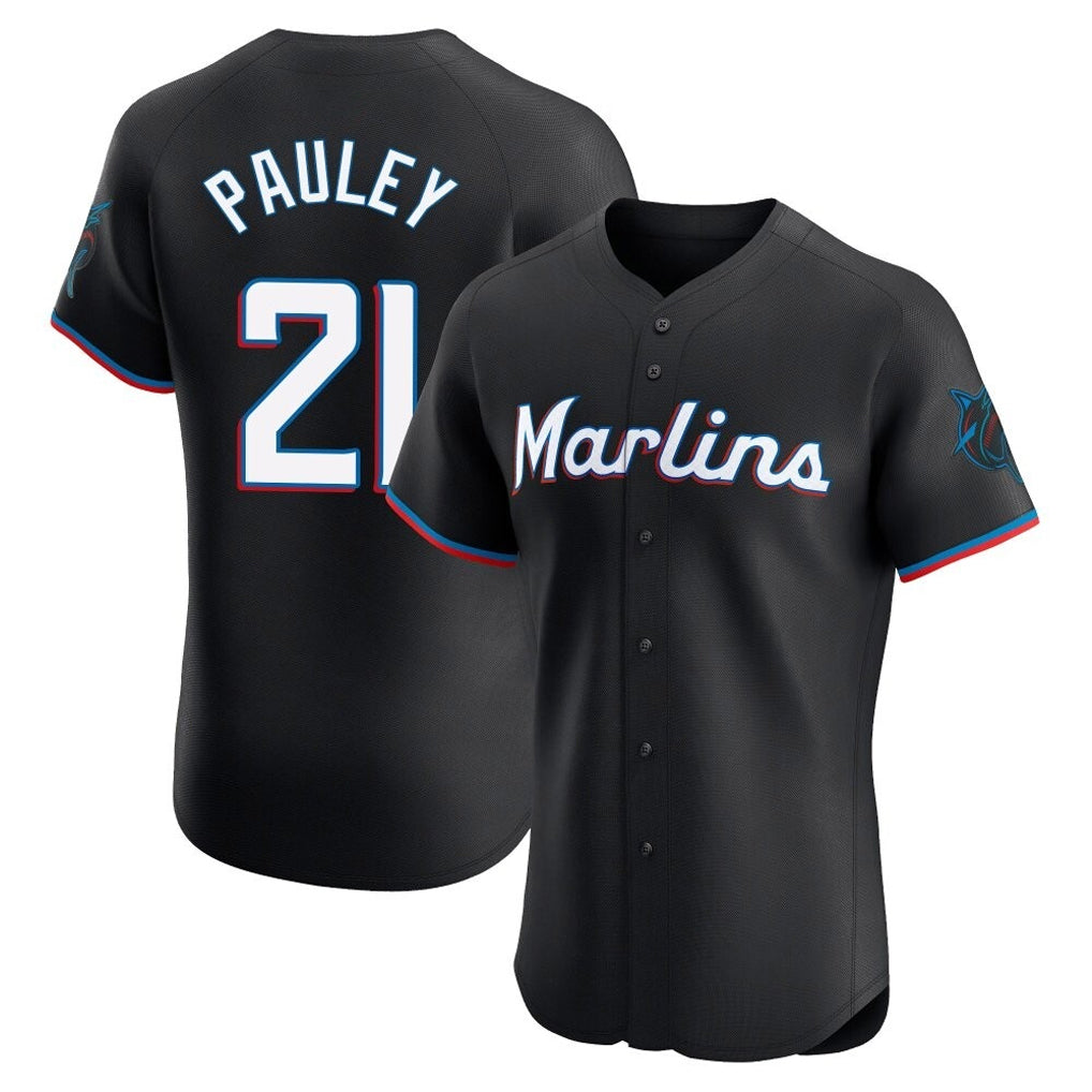 M.Marlins #21 Graham Pauley Player Black Vapor Home Limited Elite Fdoa Stitched Jerseys