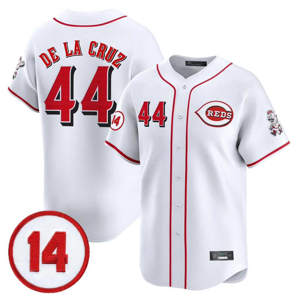 C.Reds #44 Elly De La Cruz Player White Vapor Premier Limited Home Fdoa Stitched Jerseys