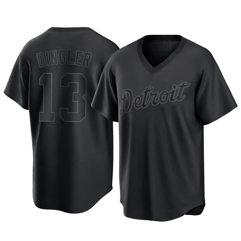D.Tigers #13 Dillon Dingler Player Black T-shirt Home Game Fdoa Stitched Jerseys