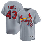 St. Louis Cardinals #43 Pedro Pages Player Gray Home Limited Fdoa Stitched Jerseys