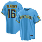 M.Brewers #16 Blake Perkins Player Light Blue Road Stadium Game Fdoa Stitched Jerseys