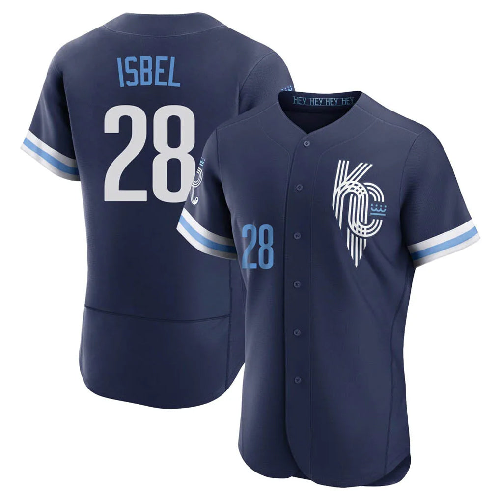 KC.Royals #28 Kyle Isbel Player Navy City Connect Limited Elite Home Fdoa Stitched Jerseys