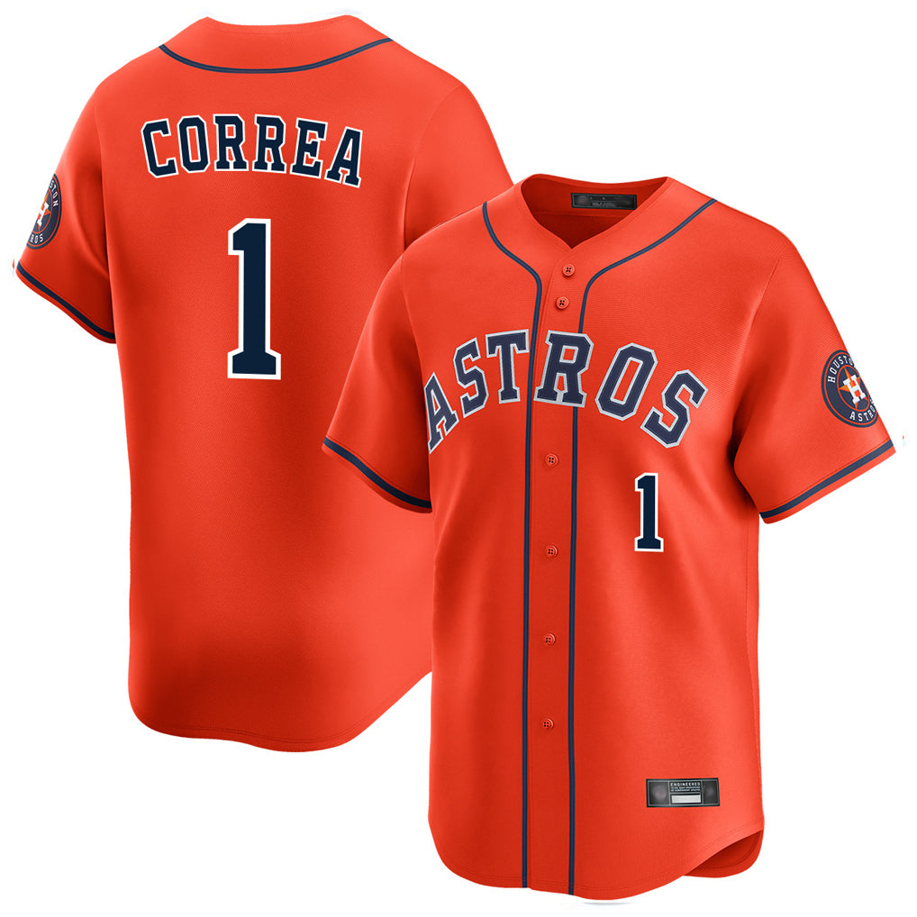 H.Astros #1 Carlos Correa Player Orange Home Limited Fdoa Stitched Jerseys
