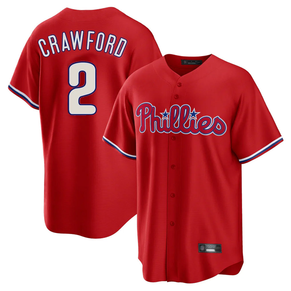 P.Phillies #2 Justin Crawford Player Red Home Game Fdoa Stitched Jerseys