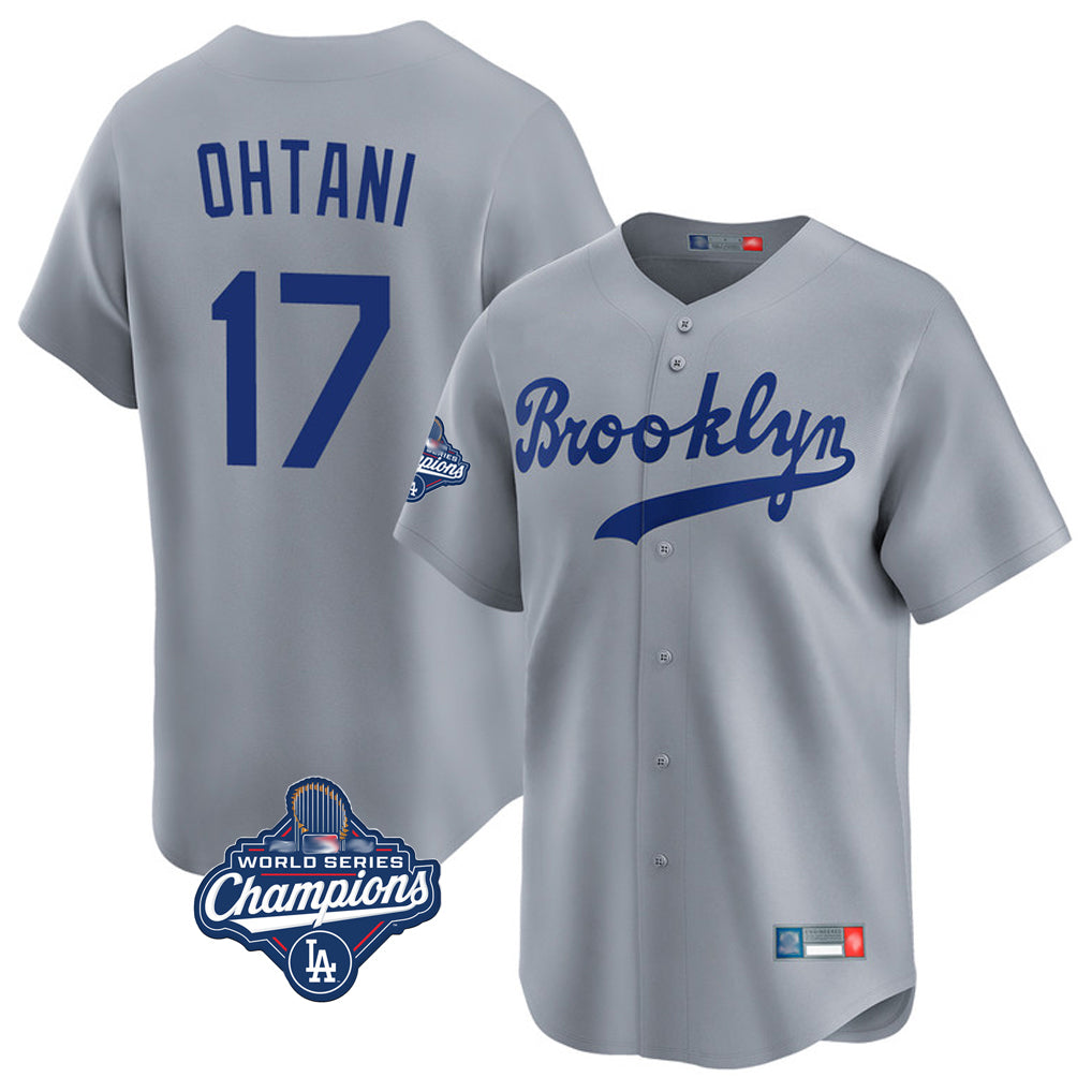 LA.Dodgers #17 Shohei Ohtani Player Gray World Series Meet Game Limited Home Fdoa Stitched Jerseys